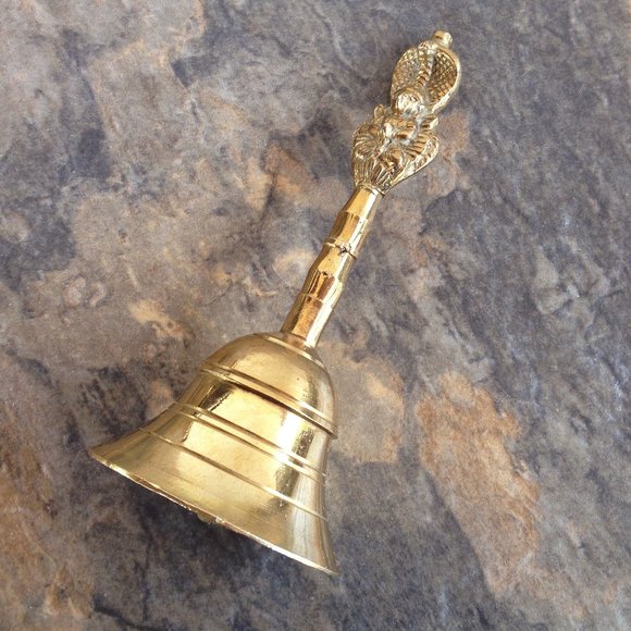 Vintage Other - Lovely Brass Bell with Hindu Cobra Handle
